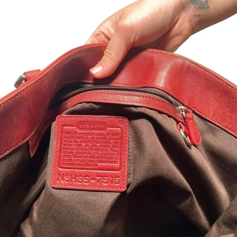 Vintage Coach Hampton Leather Tote Bag 7515 Red Cherry Great Condition Work Tote